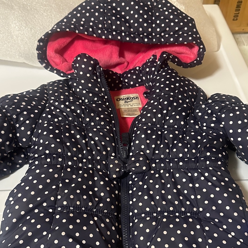 OshKosh B'gosh Navy Polka Dot Jacket with Pink Lining toddler